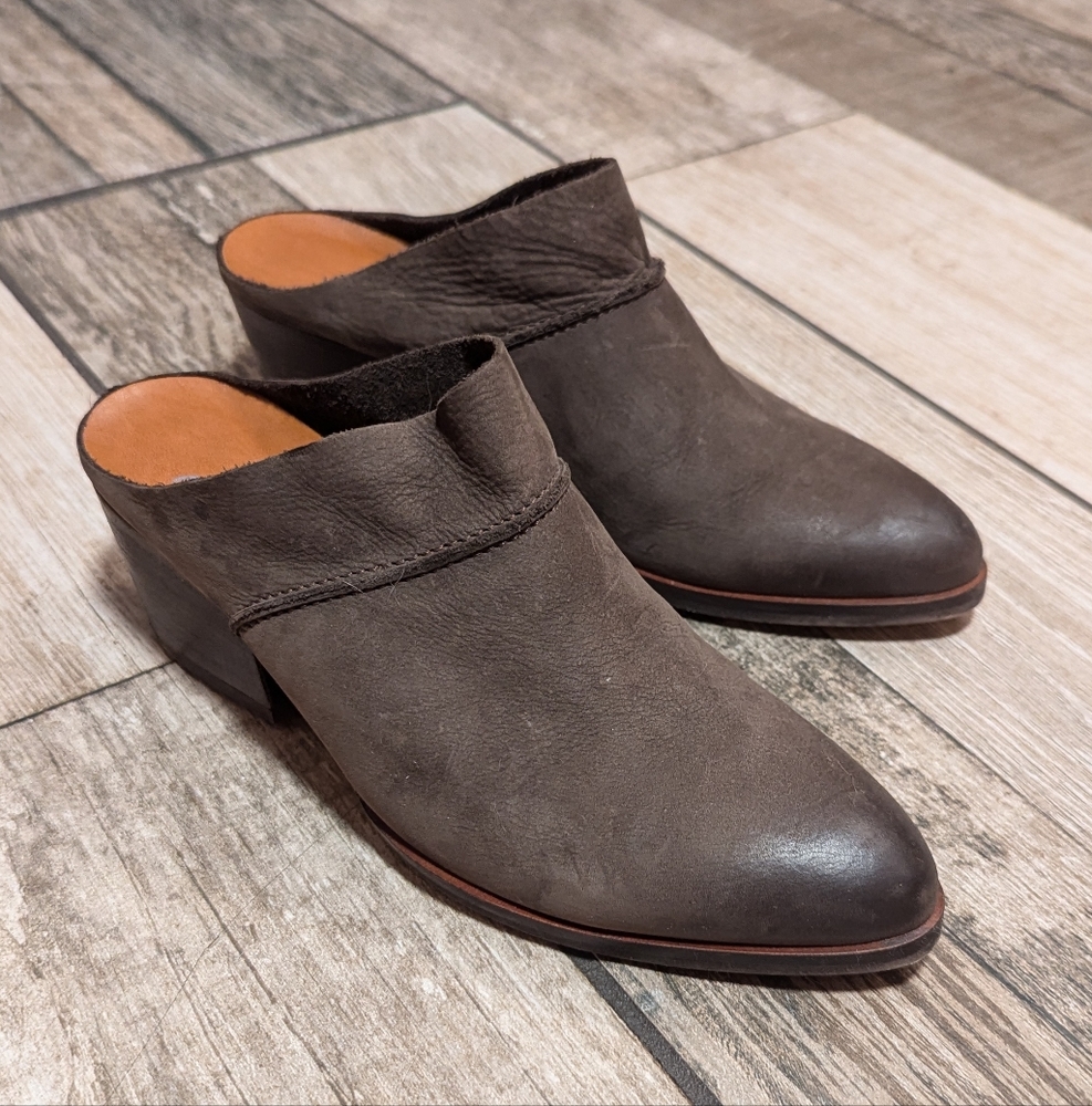 Charlie By Charlie Amar Women's Brown Suede Block Heel Pointed Toe Mules
